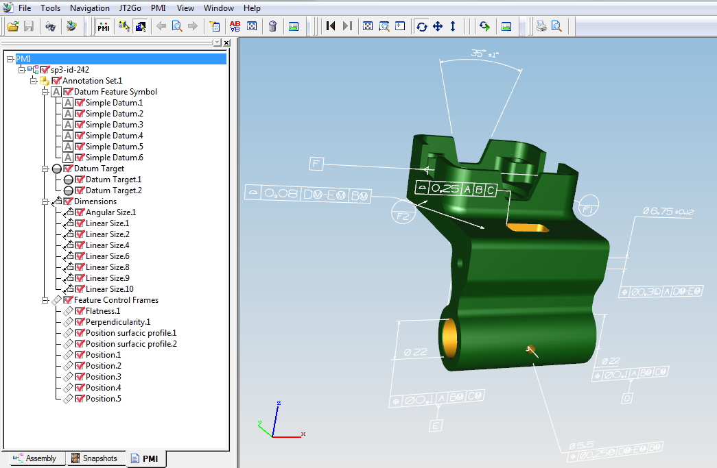 JT file containing PMIs