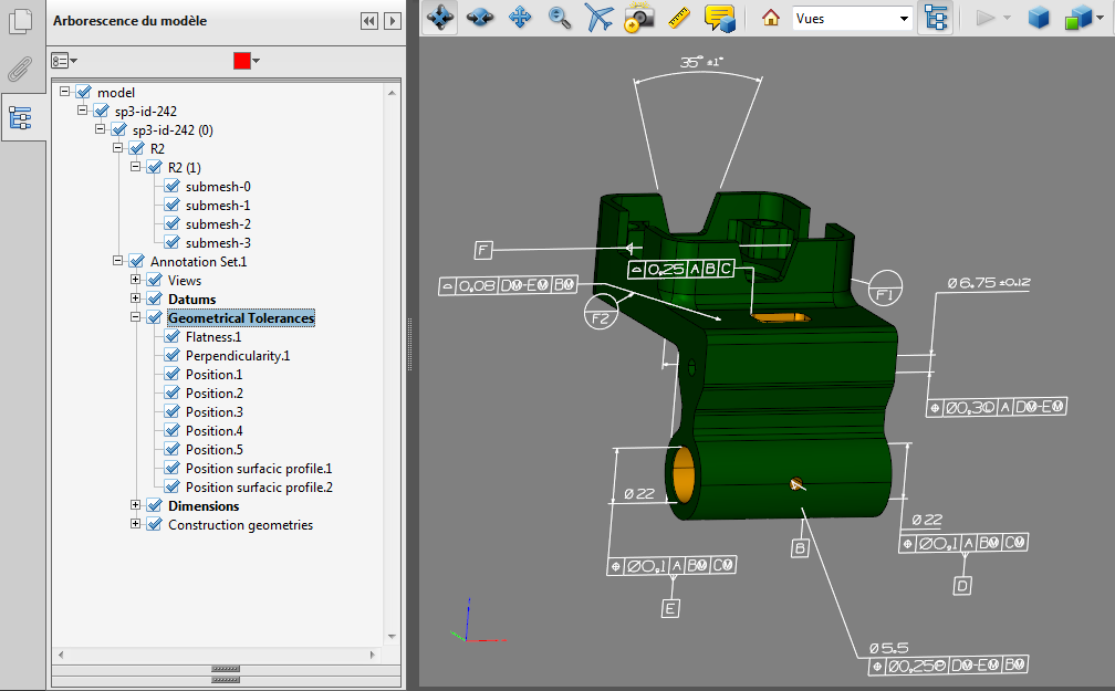 3DPDF file containing PMIs