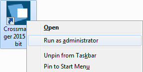 Run CrossManager as administrator