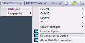 DtkImport -> Datakit Licenses Option menu