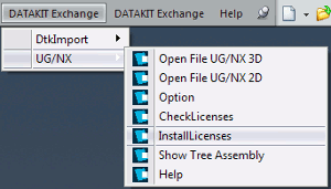 Menu UG/NX -> InsallLicenses