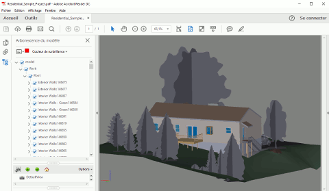 A Revit file, converted in 3DPDF with CrossManager.