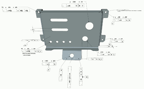 Pice CAO dans Open Inventor, avec ses PMI et ses artes