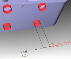 dimensions / tolerances applied to several features