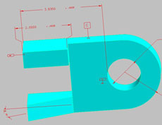 a Part with several dimensions, one is specified to nearest side of the cylinder